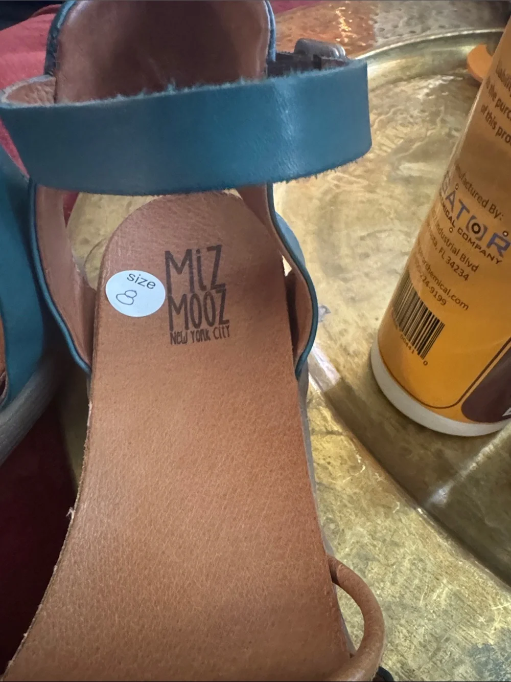 Miz Mooz Teal Leather Ankle-Strap Sandals
